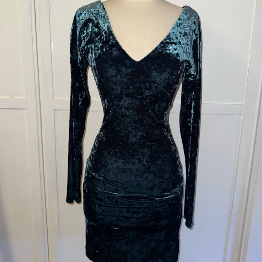 Betsey Johnson Crushed Velvet Long Sleeve Dress